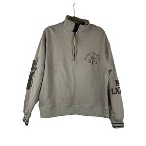 Honor The Gift Prep School Henley Men’s  Large Sweatshirt Gray 1/4 Zip Pullover